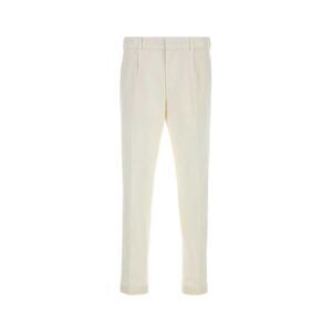 Cellar Door Men Ivory Stretch Cotton Cambridge Pant